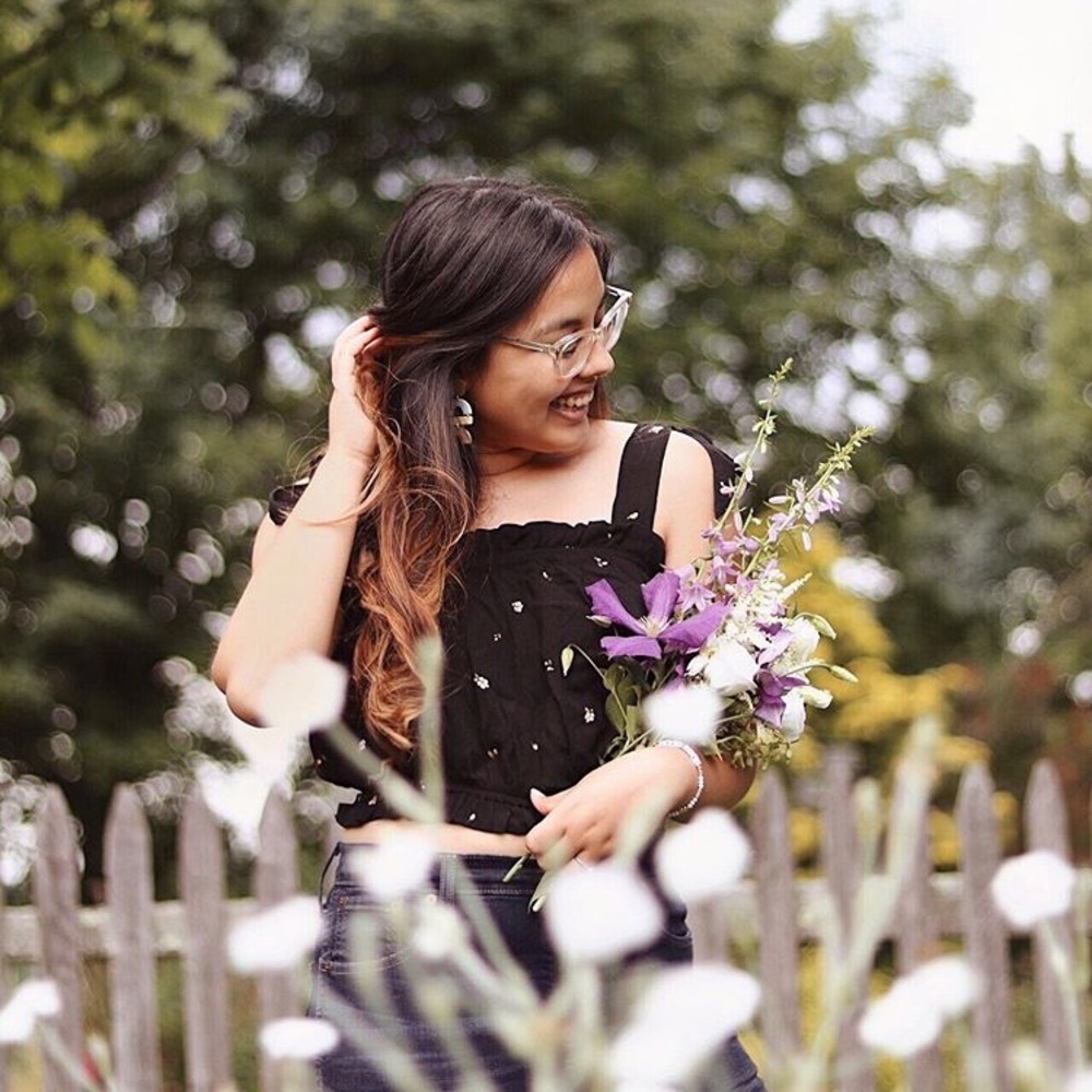 American Eagle black floral crop top